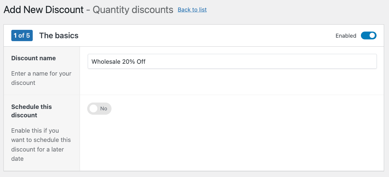 Naming a discount