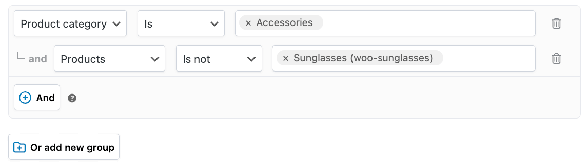 Adding product conditions to a discount