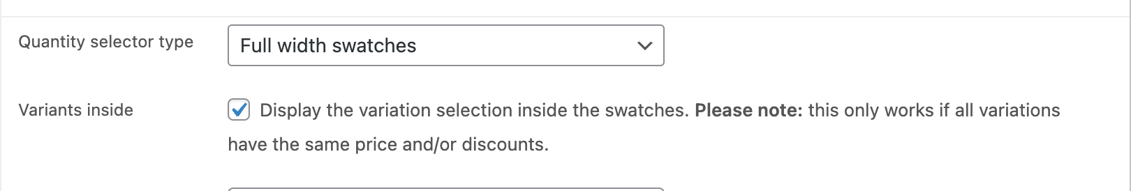 Variants Inside setting in the WooCommerce product backend