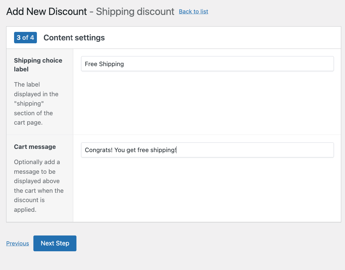 Adding a customized message for the cart when the free shipping is applied