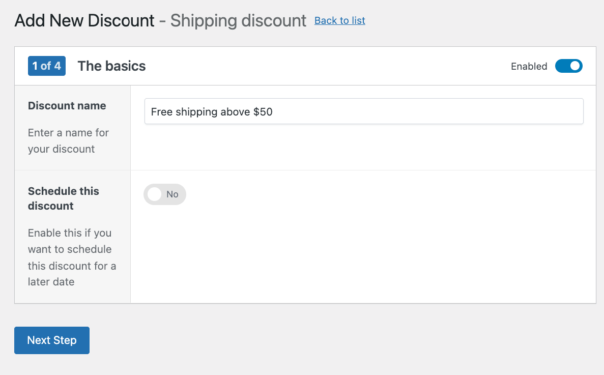 Naming a shipping discount