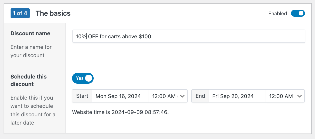 Naming and scheduling a flat discount