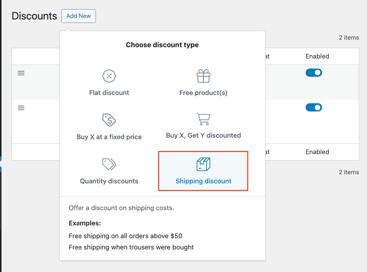 Creating a shipping discount in WooCommerce