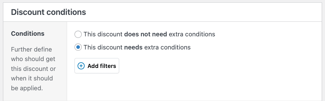 Extra conditions for discounts and summary