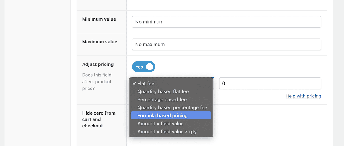 The Adjust Pricing button within WooCommerce.