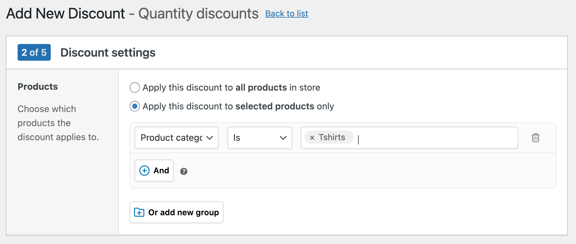 Making a discount applicable to a specific product category