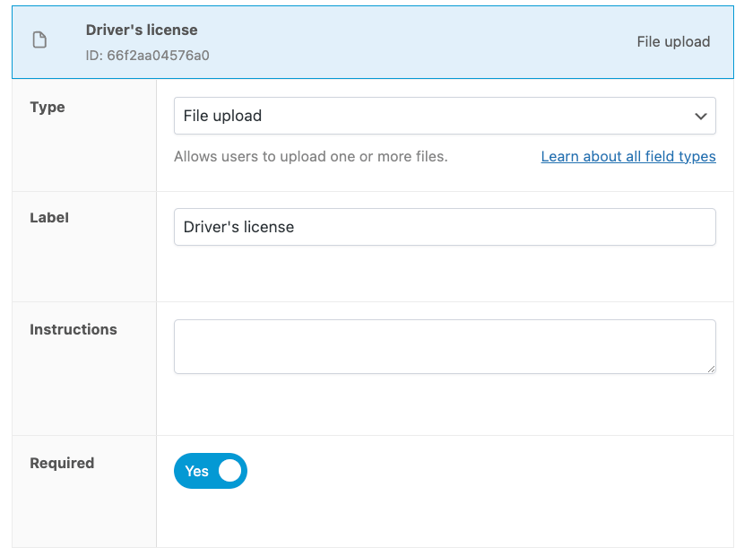 Adding a file upload field