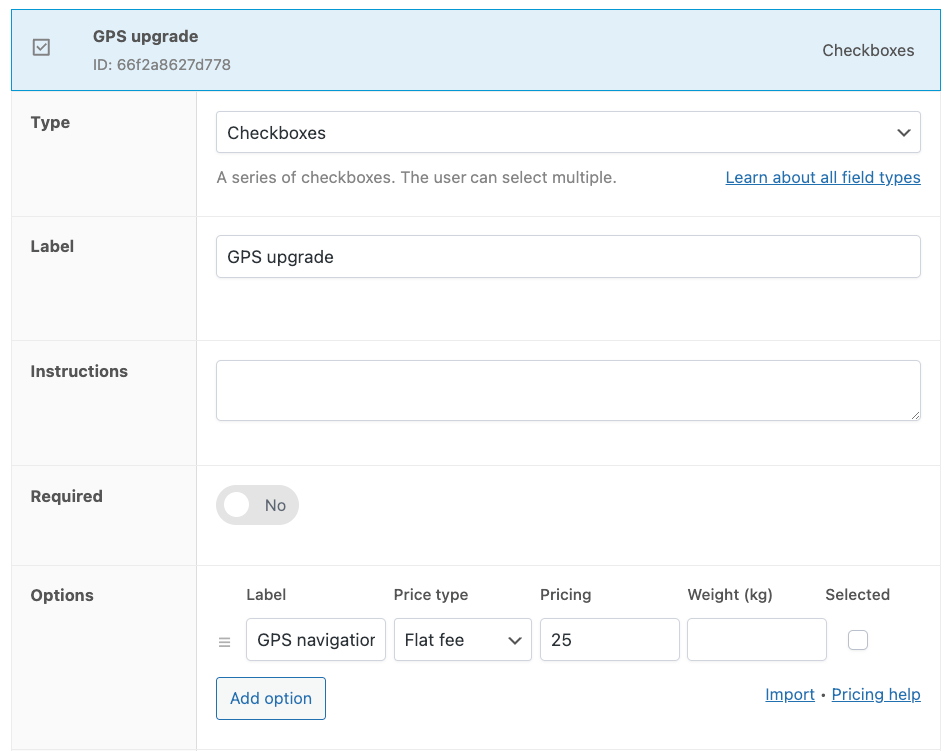 Adding a checkbox field