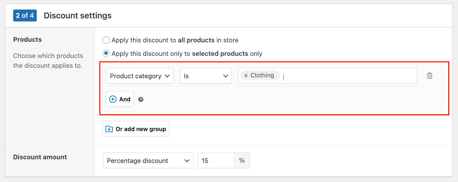 Applying a discount to a specific product category