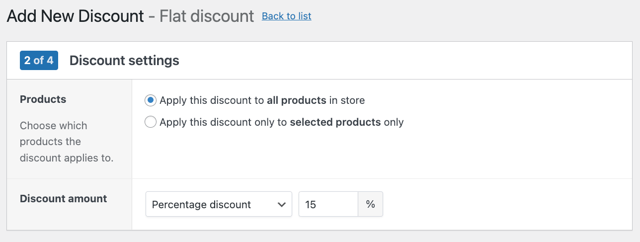 Choosing the discount amount and type