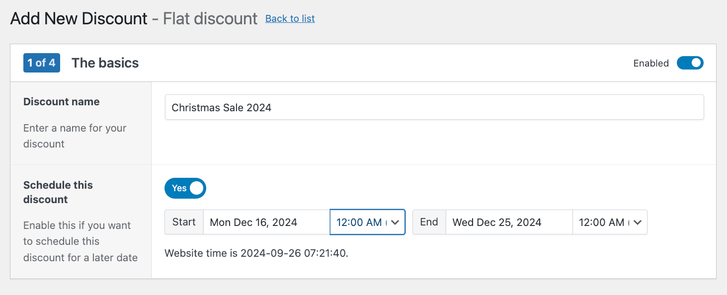 Creating a Christmas sale and scheduling it