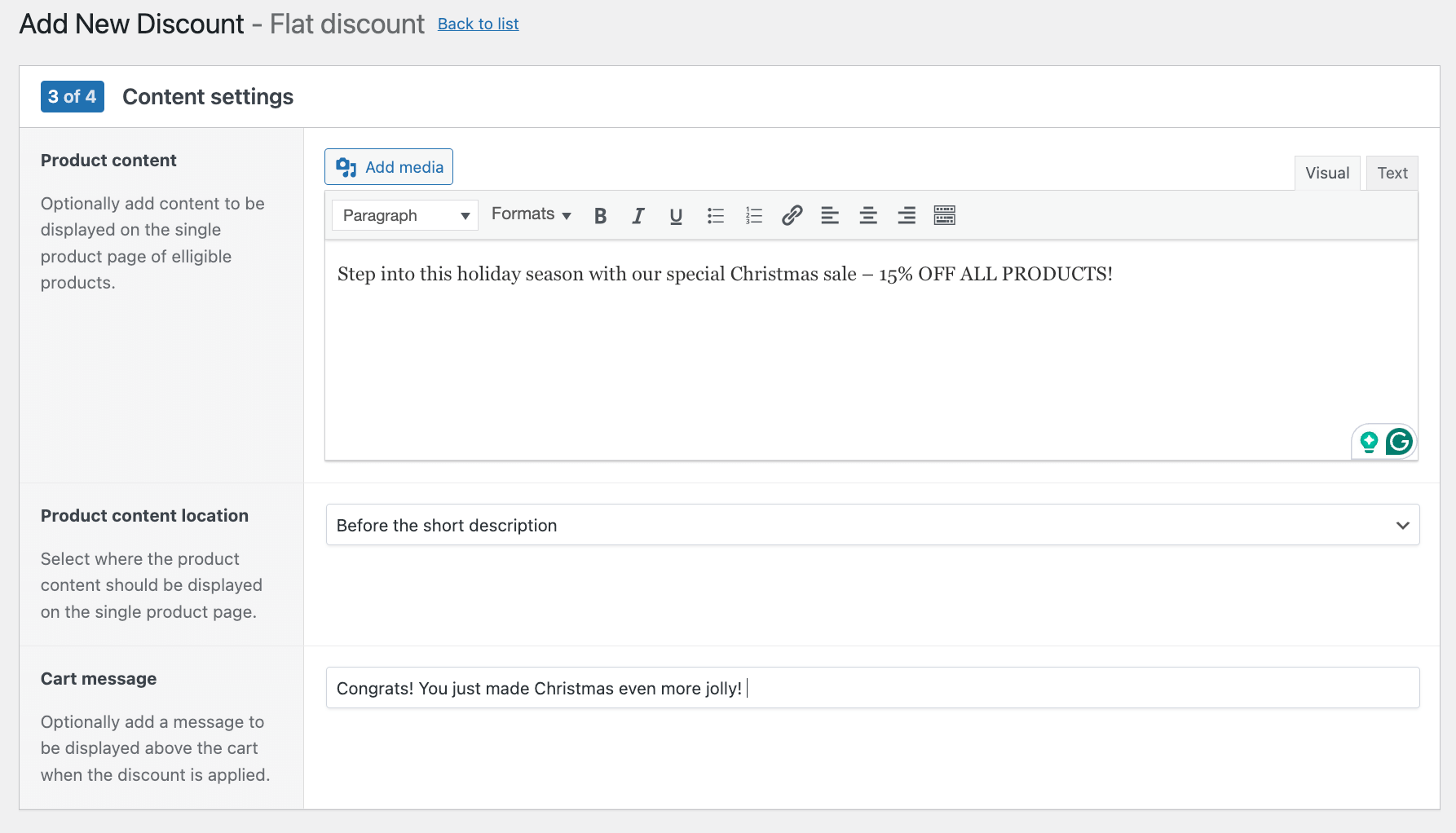 Adding content to a product page and cart