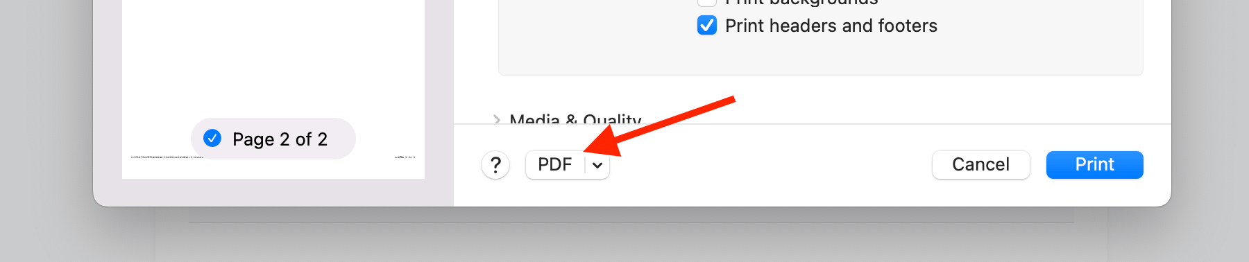 Save as PDF in Safari