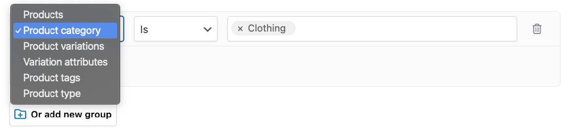 Product conditions for discounts