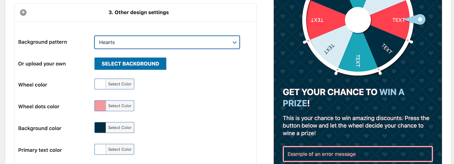 Change the background of a spin-to-win opt-in