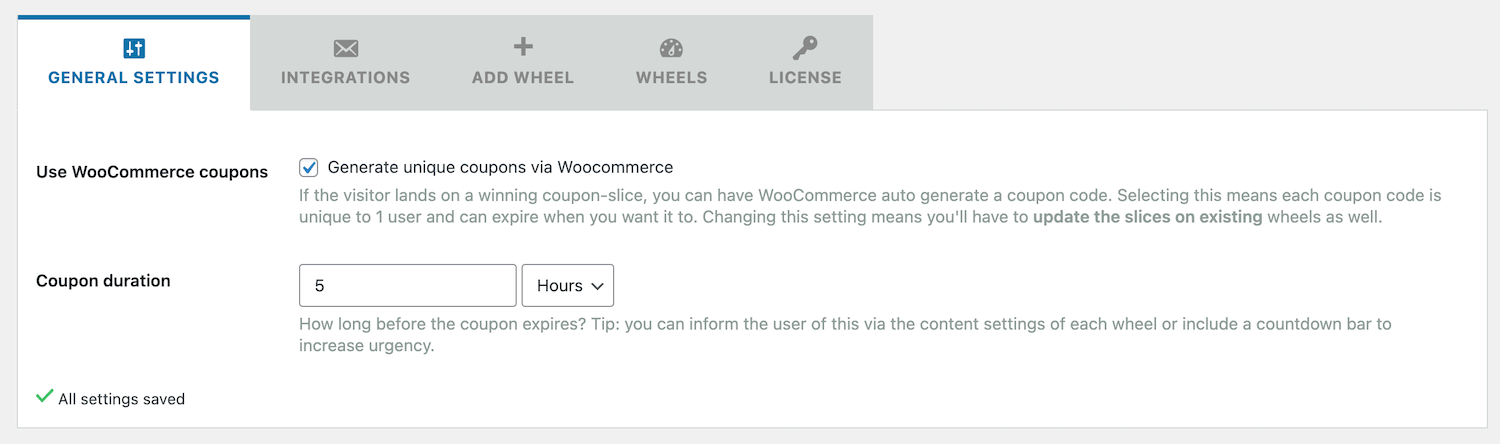 Enabling the unique WooCommerce coupon