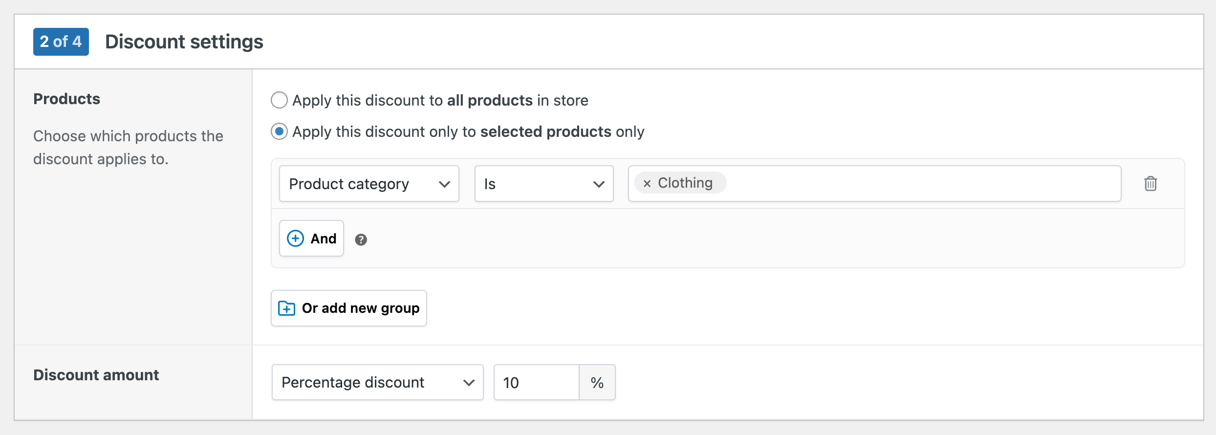Flat discount settings