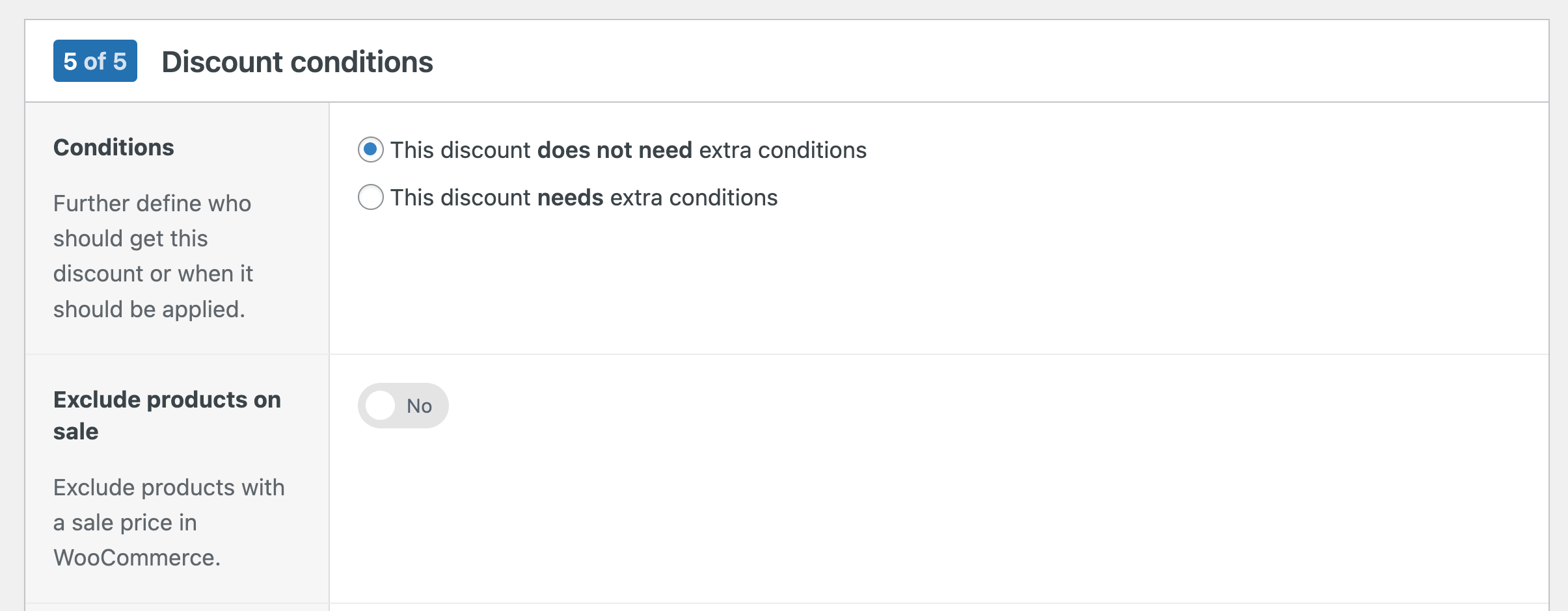 Discount conditions for a Buy X, get Y free offer