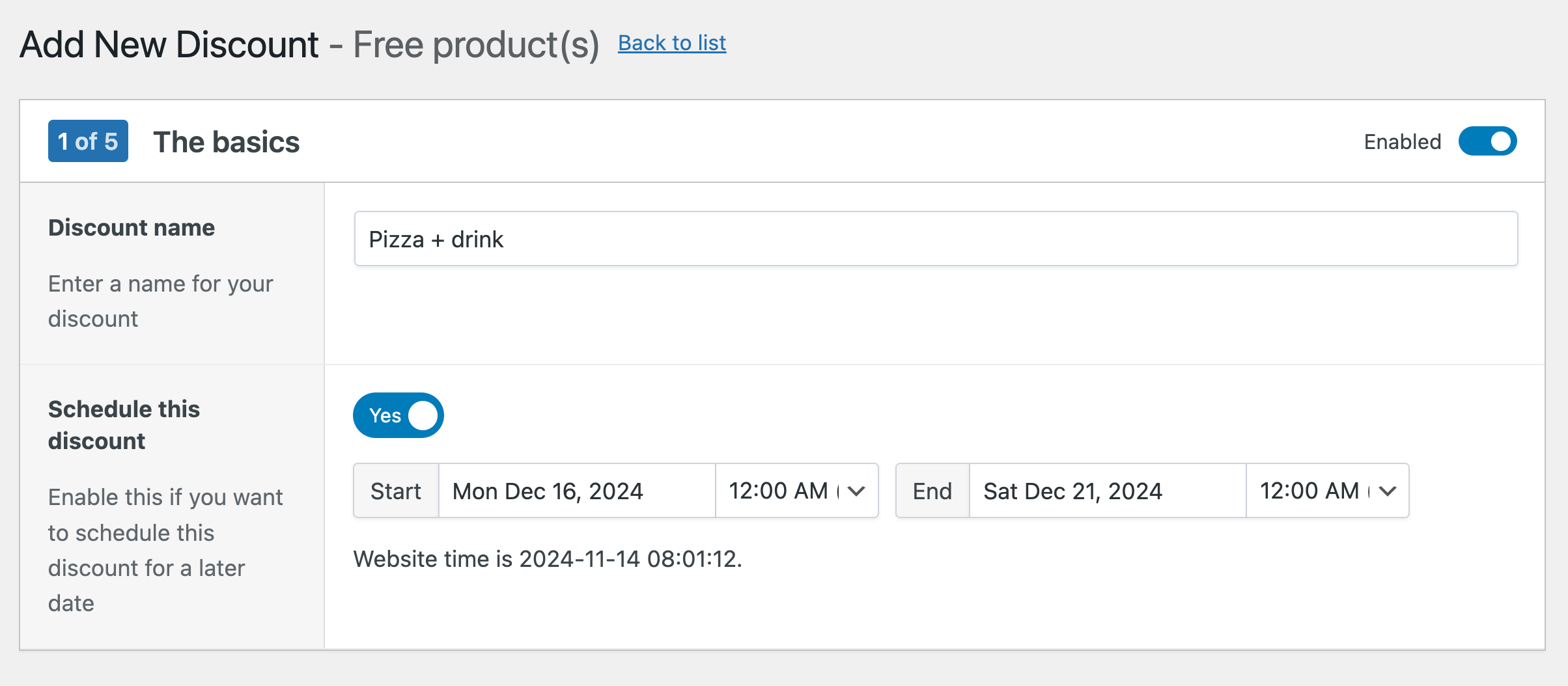 Naming and scheduling a Buy X get Y free offer