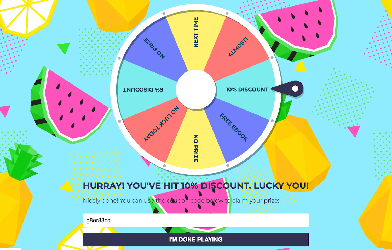 General example of a spin-to-win opt-in