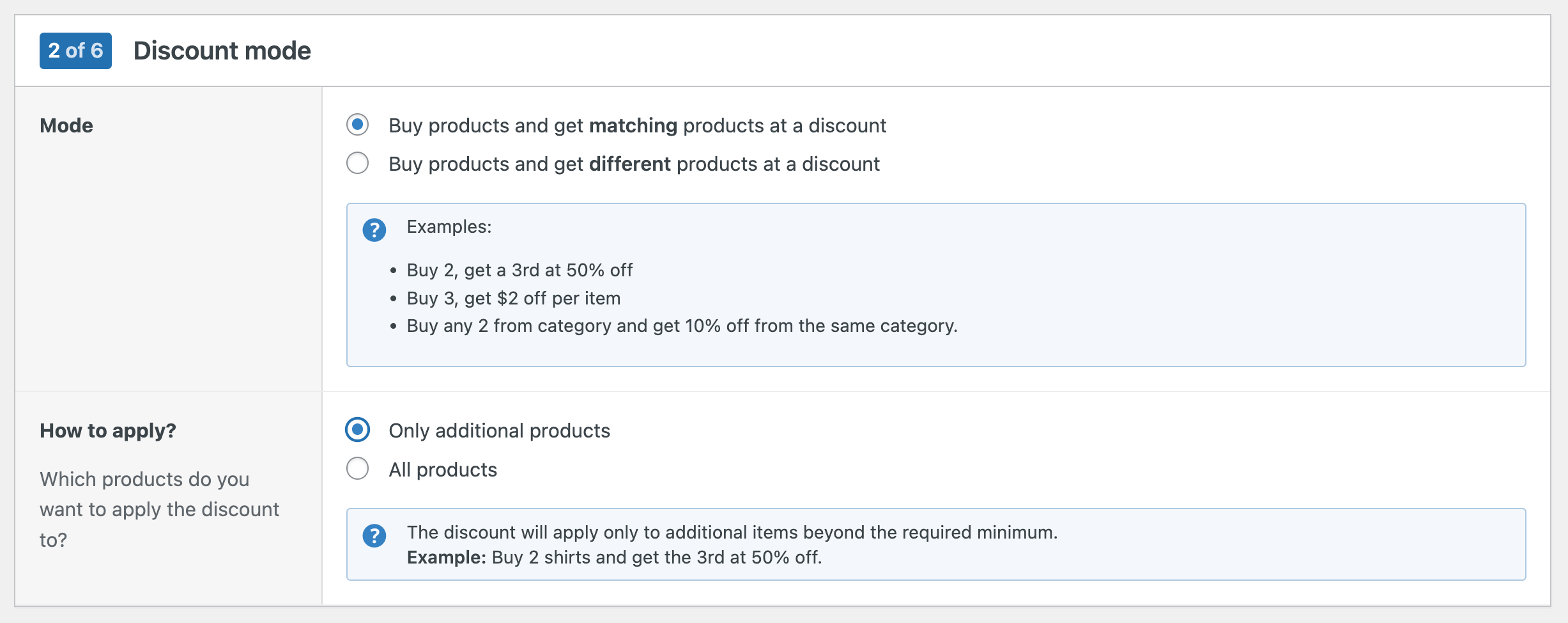 Specifying the discount mode for Buy X, get Y discounted