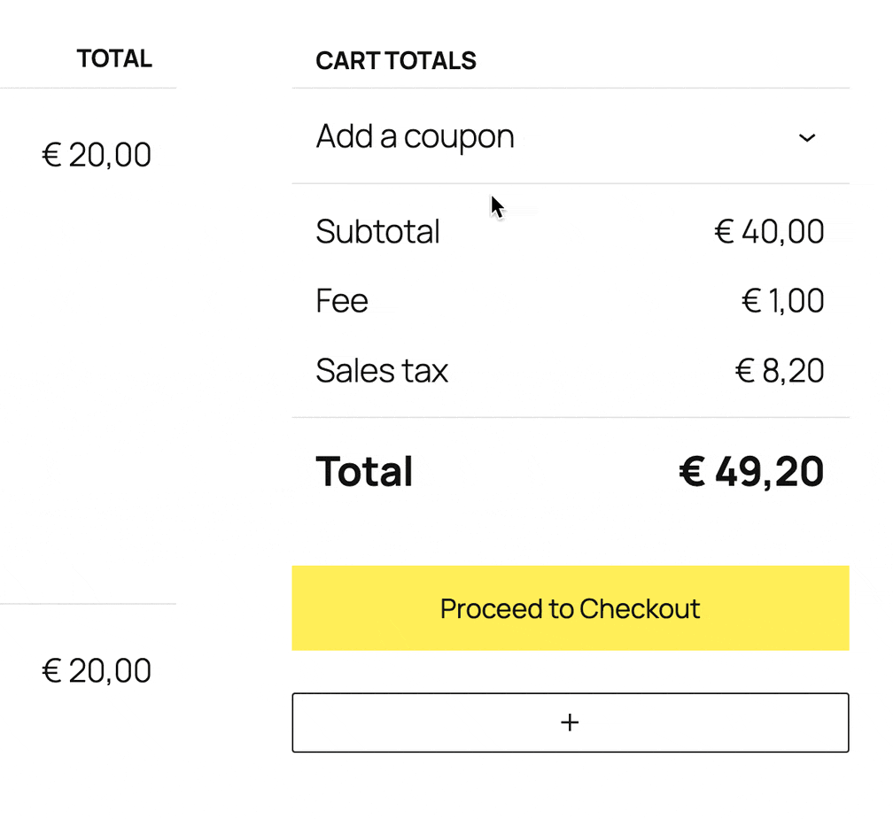 Add text items in the WooCommerce cart block