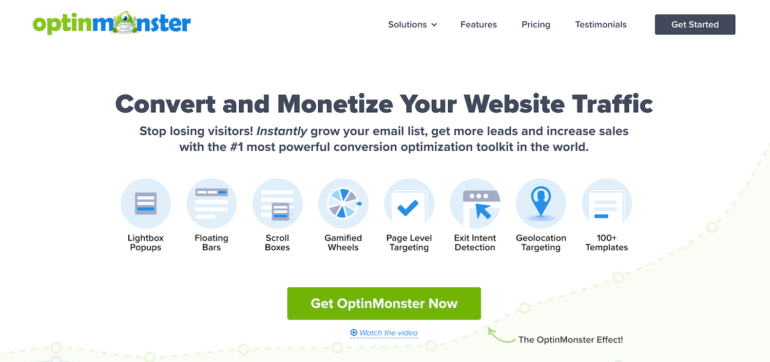 Homepage of the OptinMonster plugin