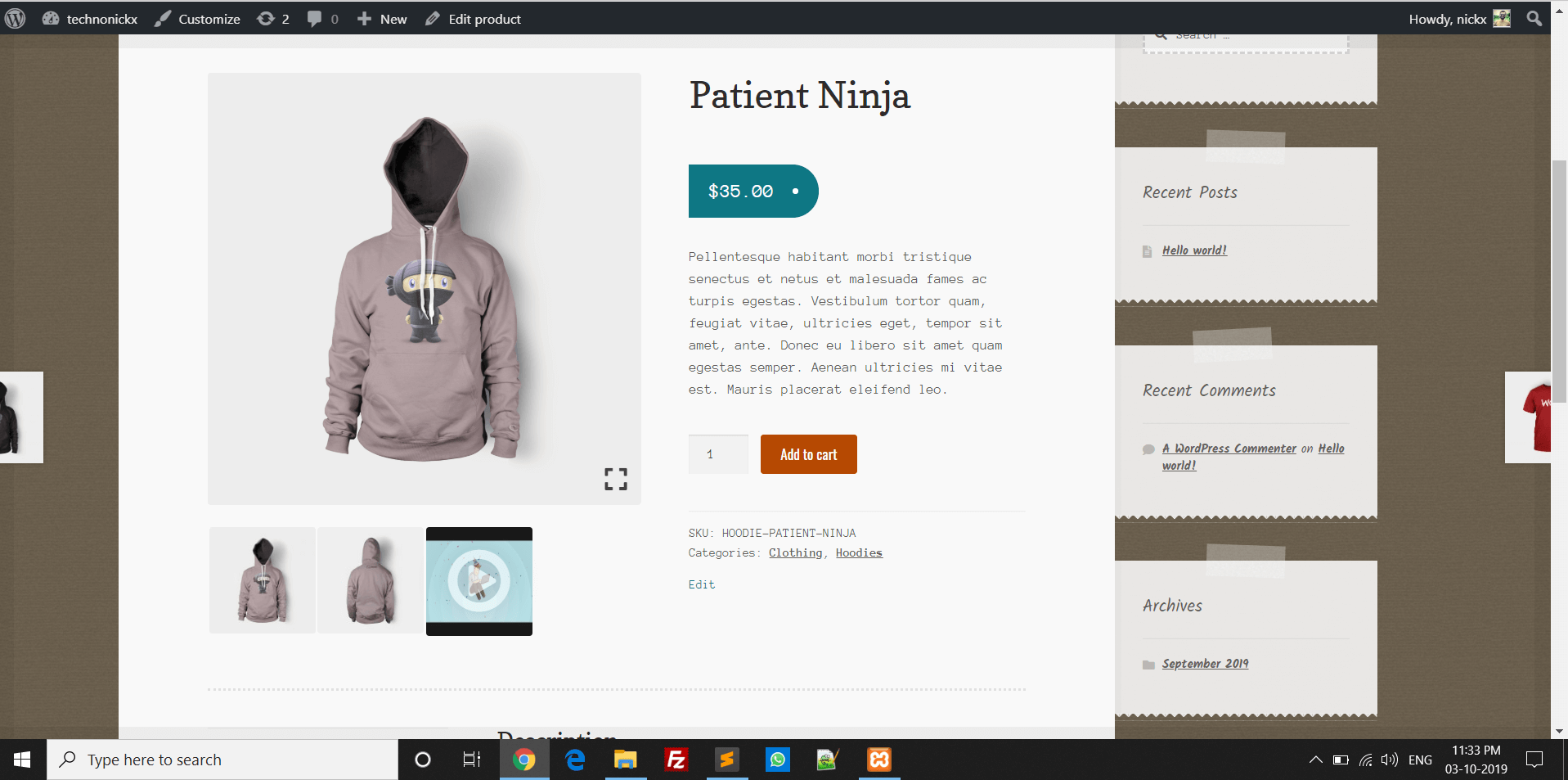 Example of a product gallery with the Product Gallery Slider