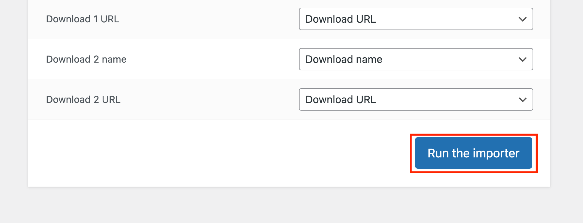 Clicking the “Run the importer” button