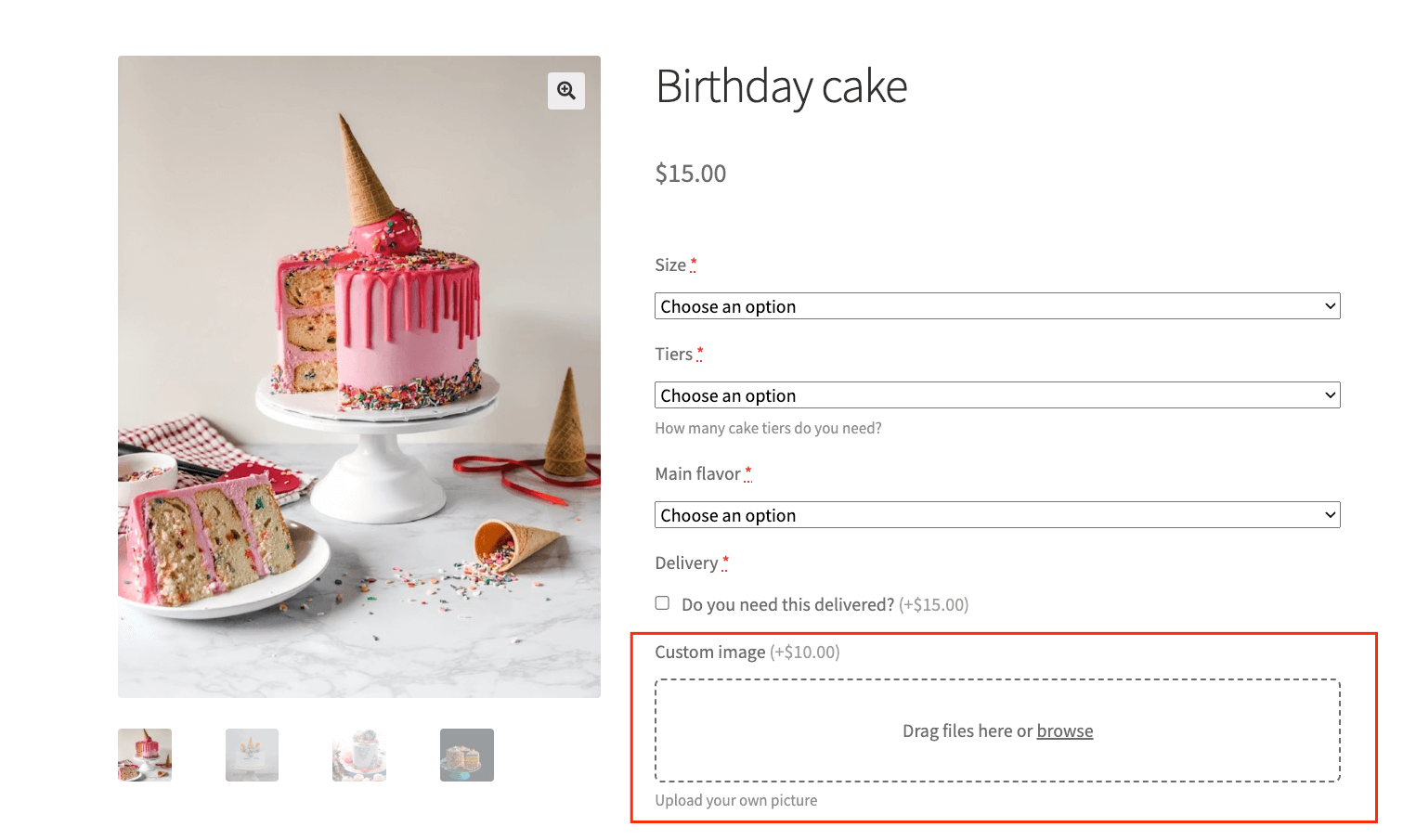 File upload field for custom images