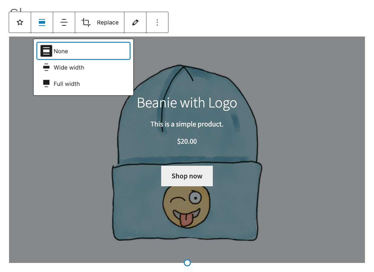 Adjusting the width settings for the Featured Product Block