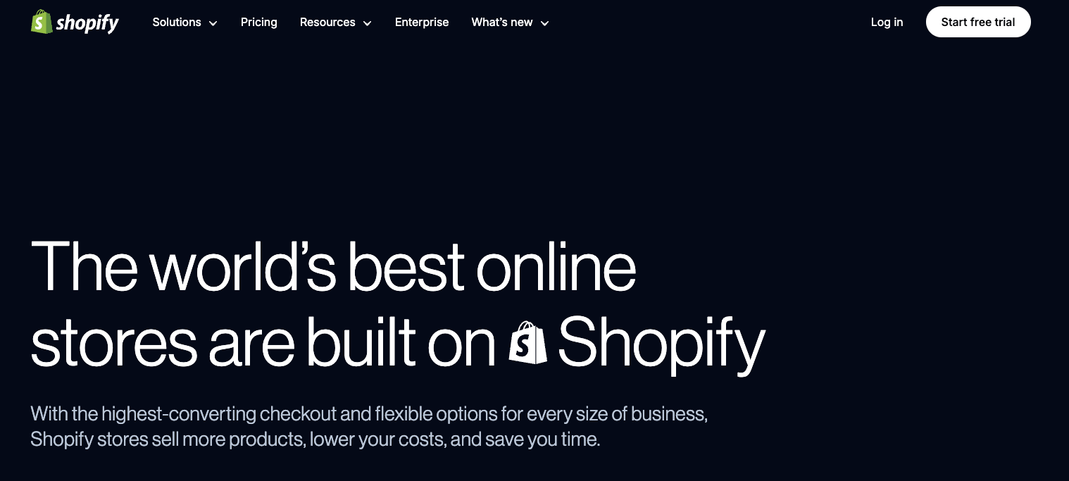 Shopify homepage