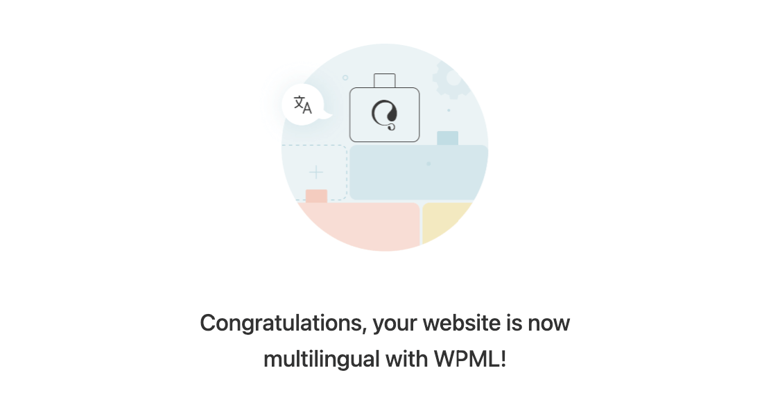 A message confirming that your website is now multilingual with WPML