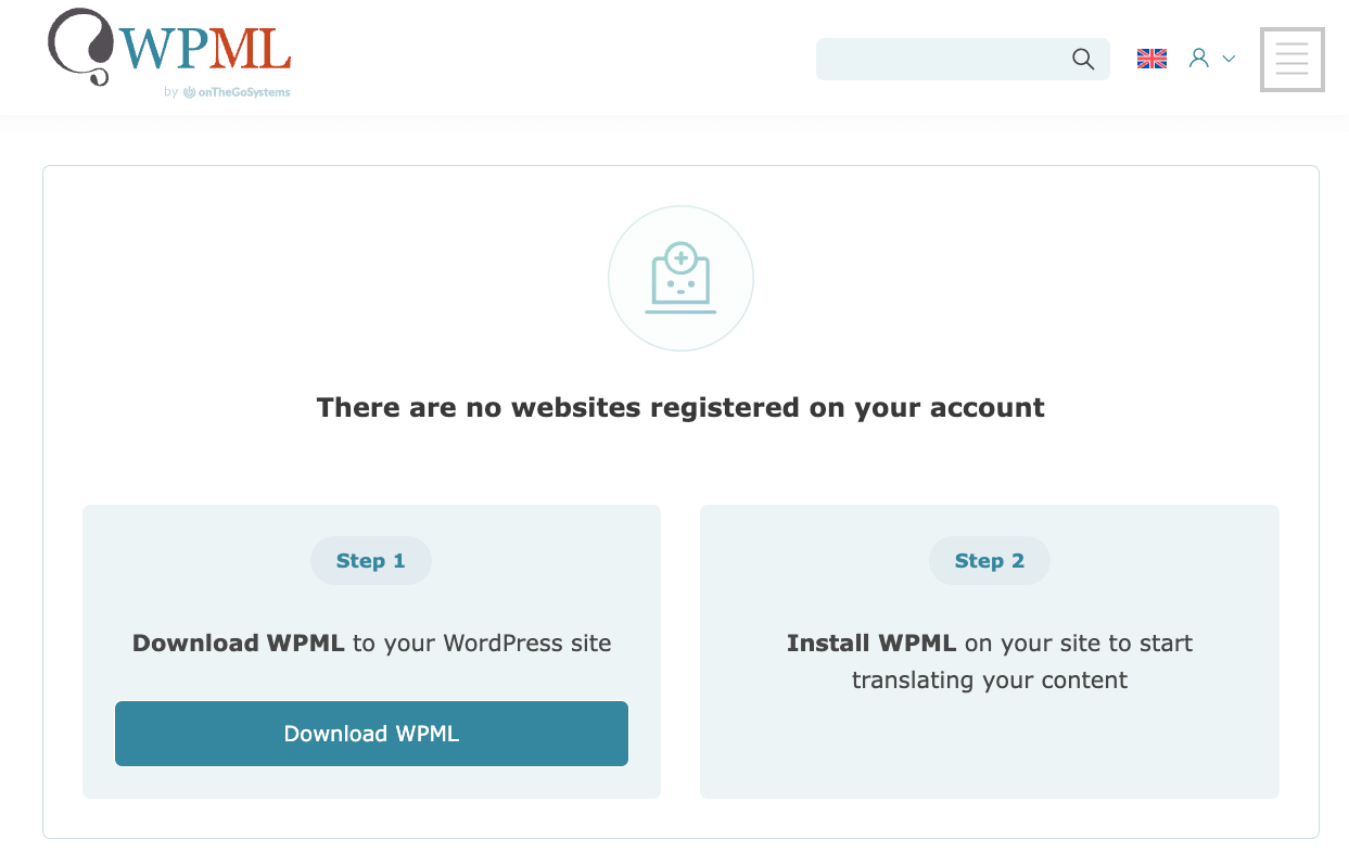 WPML account homepage