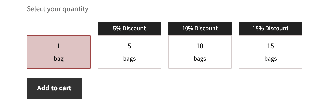 13 – A custom quantity swatch on the front end