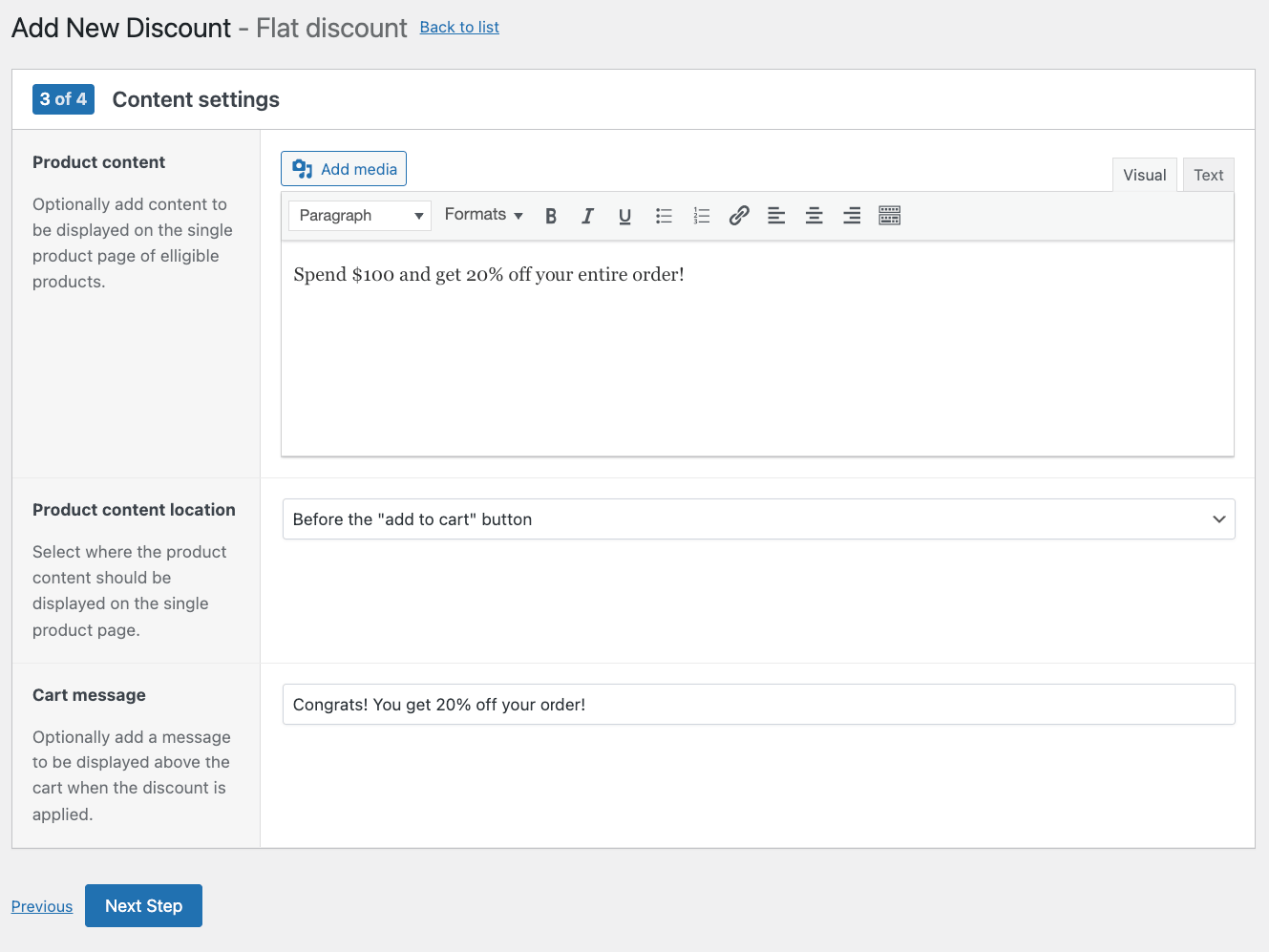Adding custom discount messages to the product page and cart