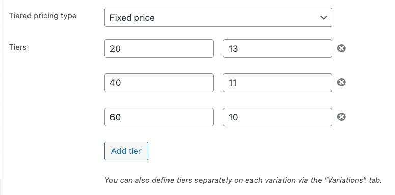 5 – Adding pricing tiers to a product
