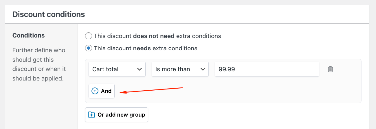 Add new condition rule