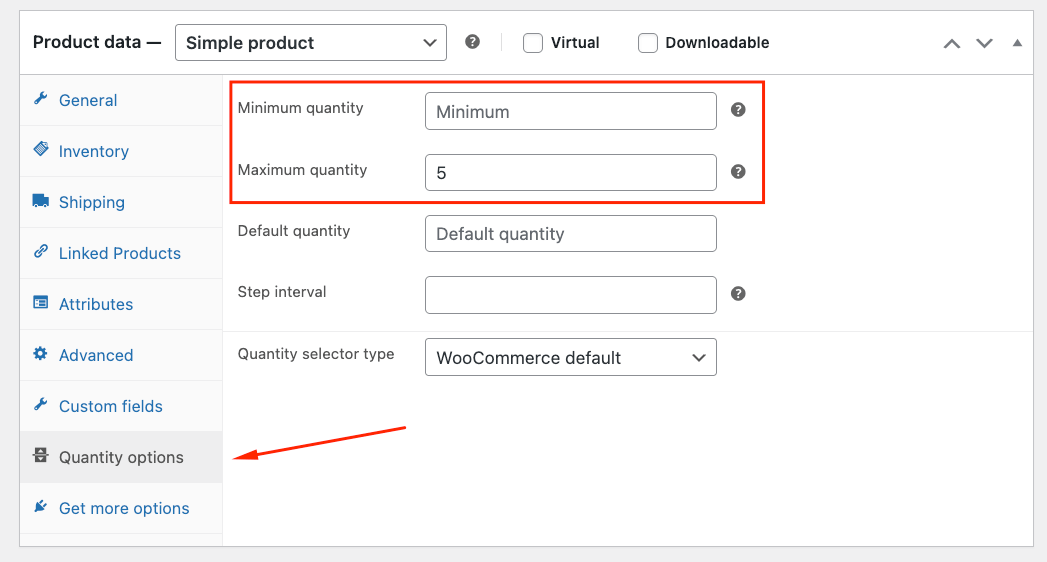 8 – Setting minimum and maximum for a simple product