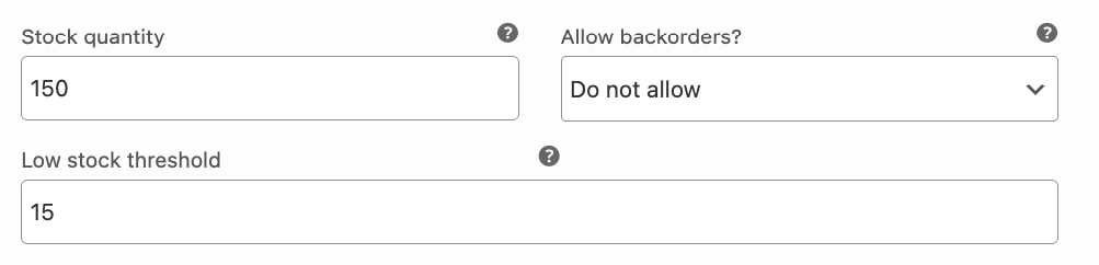 17 – Stock quantity, threshold, and backorders settings for a product variation