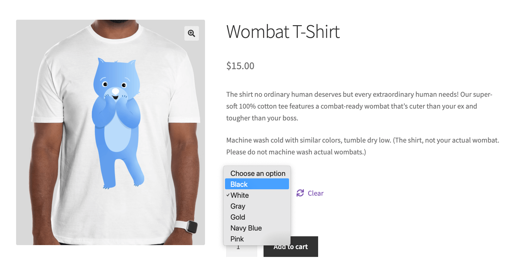 19 – Variable product on the front end of WooCommerce 