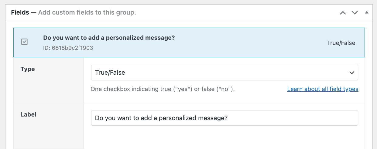 25 – Adding a True/False product field