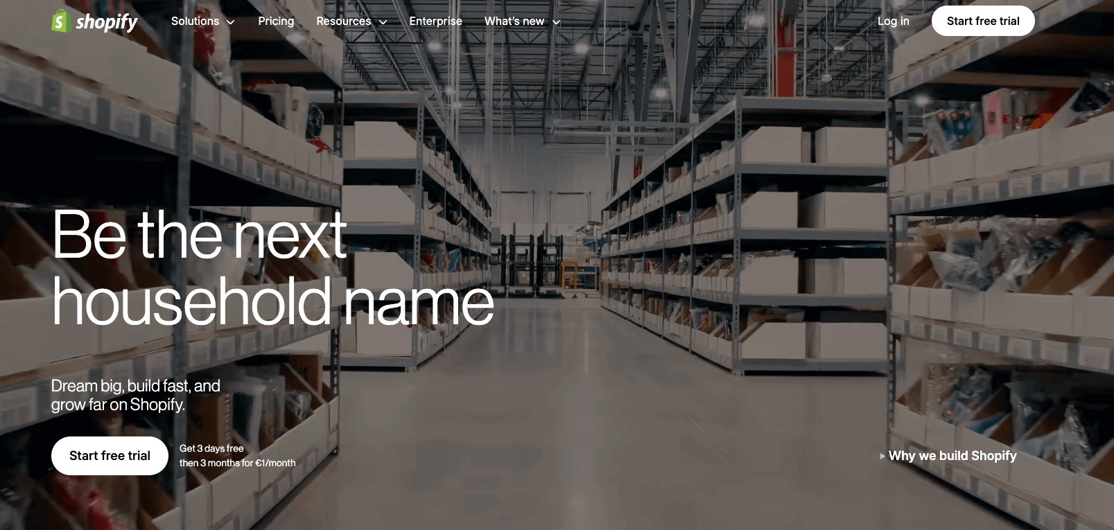 3 – Shopify homepage