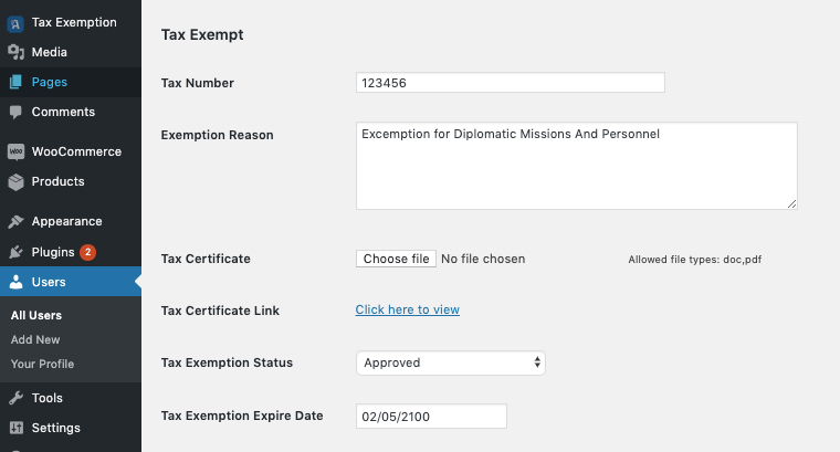 4 – Reviewing a tax-exempt submission from a user