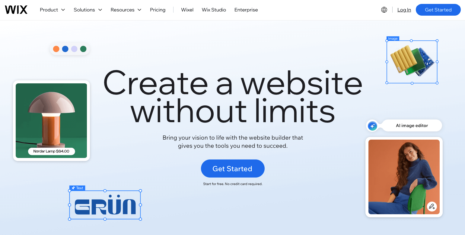 5 – Wix homepage