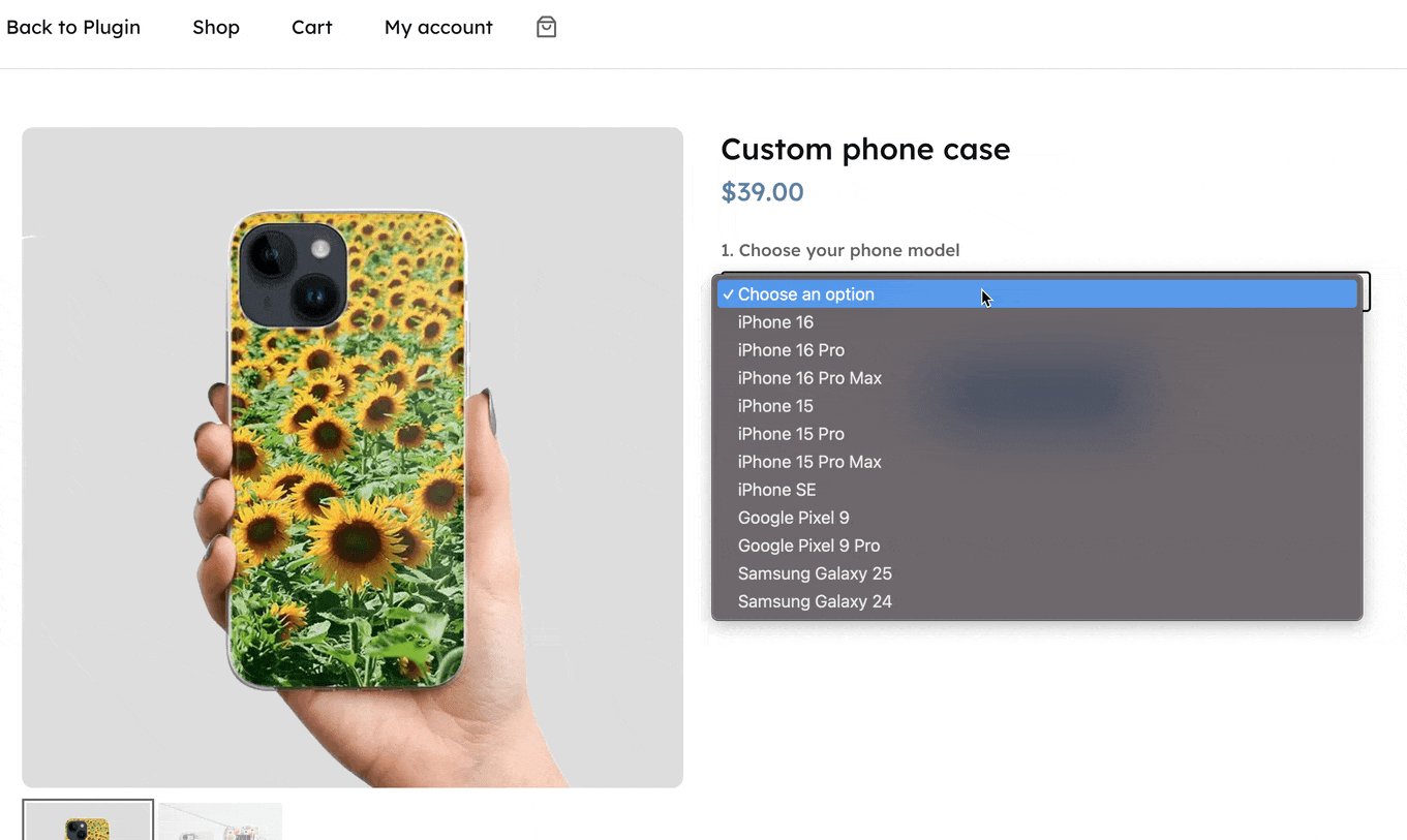 A custom phone case builder in WooCommerce