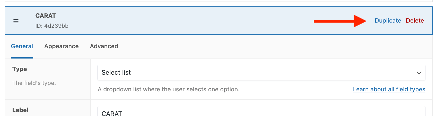 Duplicate an APF field