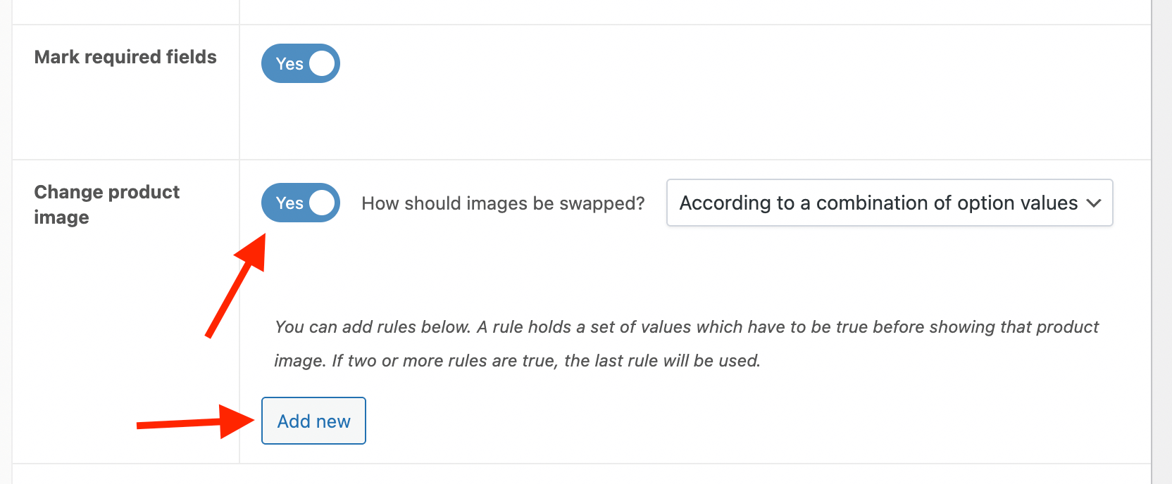 Turn on the "Change Product Image" setting in the APF backend.