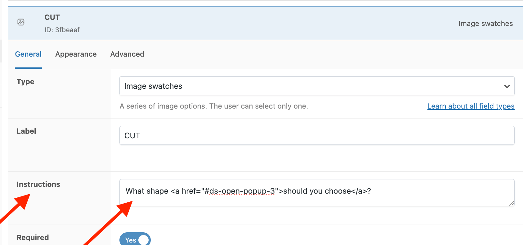 Add simple HTML to the "intructions" setting of fields in APF