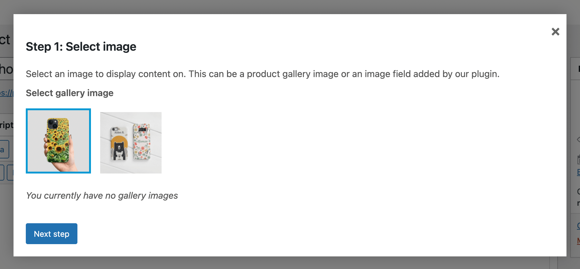 Live Preview configuration: select the image to display content on